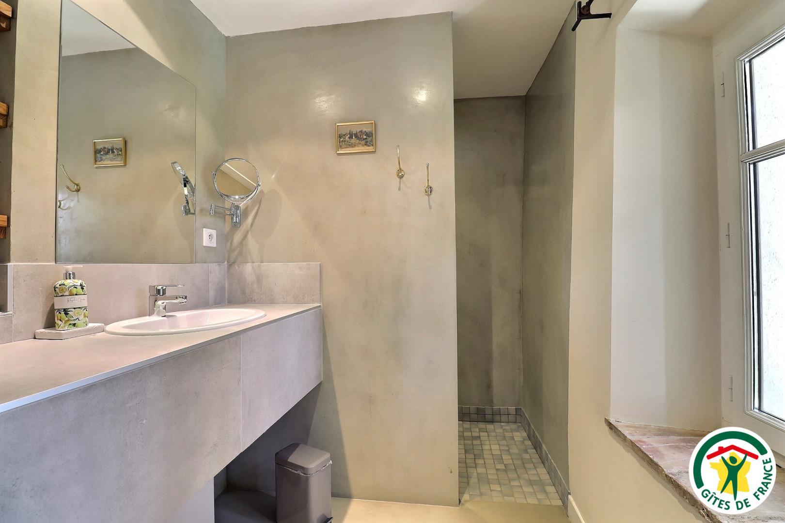 Salle d'eau dans la chambre DRÔME avec douche italienne, lavabo photo 24