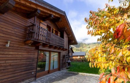 vue extérieur terrasse et pelouse privatif Gîte n°73G34609 Beaufort - Savoie - vue extérieur terrasse et pelouse privatif